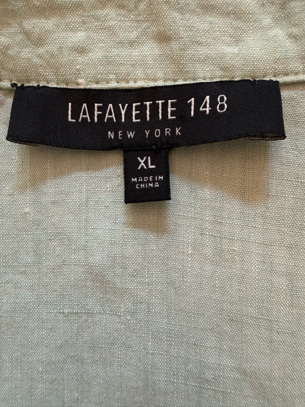 Lafayette 148 New York Sleeveless Collared Tunic Linen Ladder Stitch Mint XL - Picture 8 of 9